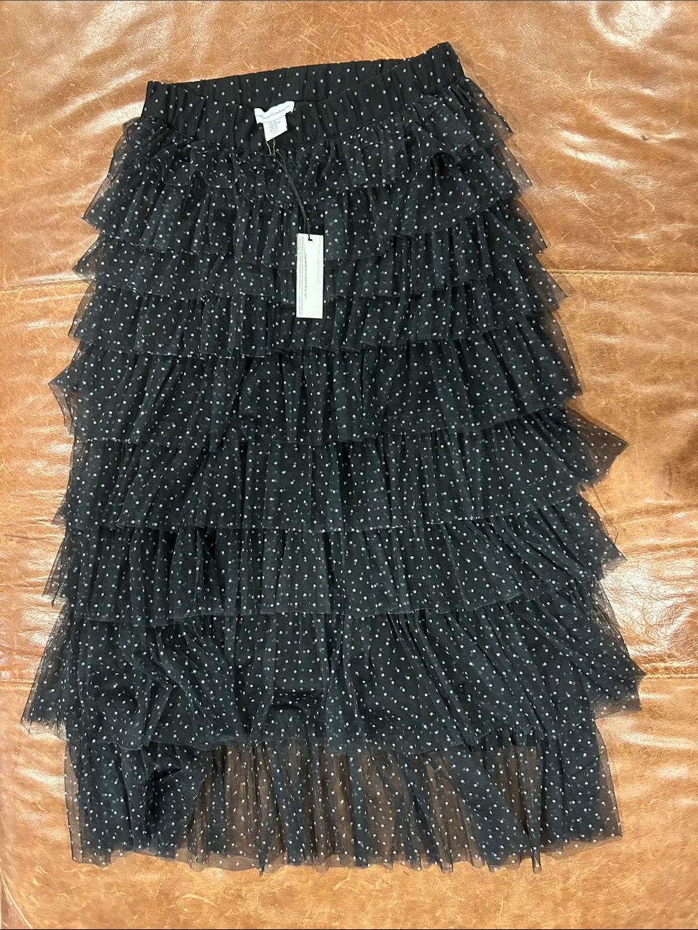 cupcakes & cashmere Black Polka Dot Tiered Tulle High-Low Skirt